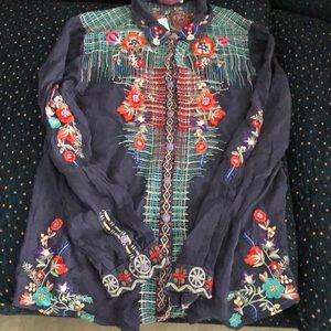 NWT Johnny Was Embroidered Blouse